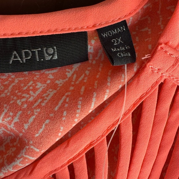 Apt 9 Orange and White Sheer Blouse Size 2X - Picture 3 of 4